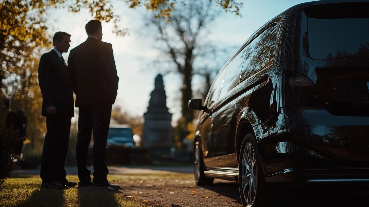 Auto funebre durante un trasporto verso il cimitero